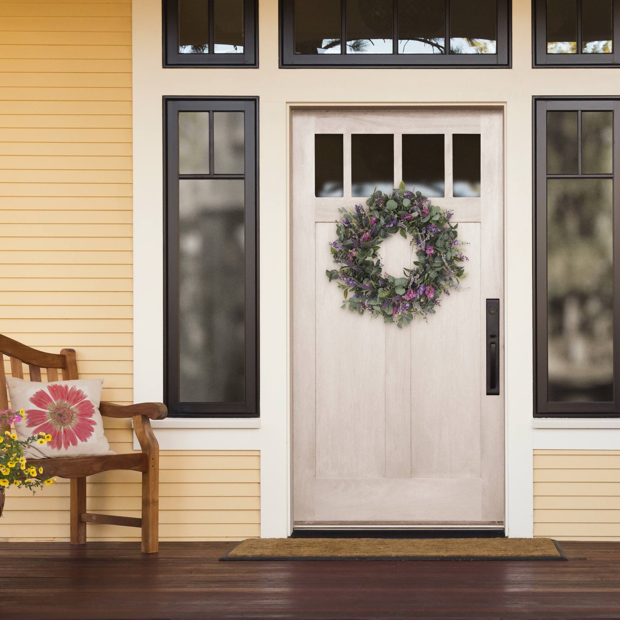 6 Pack: 30" Lavender & Eucalyptus Floral Spring Wreath